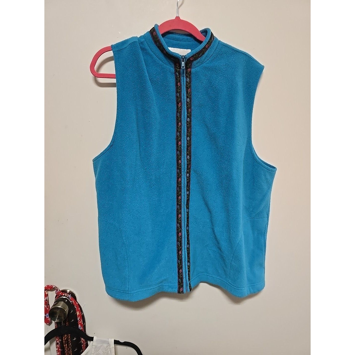 Susan Graver Passport Blue Cardigan Vest Womens Xl Zipper